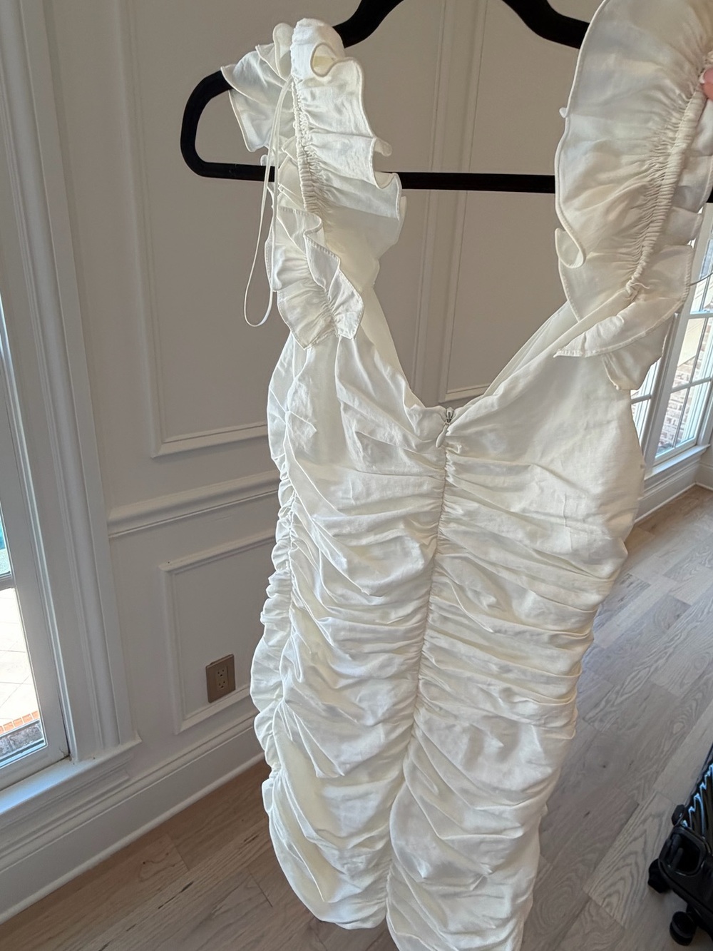 Zara White Ruffled Ruched Mini Dress - Picture 3 of 3